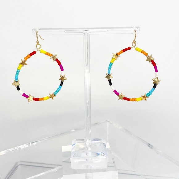 Rainbow Galaxy Hoop Earrings - Picture 5 of 7